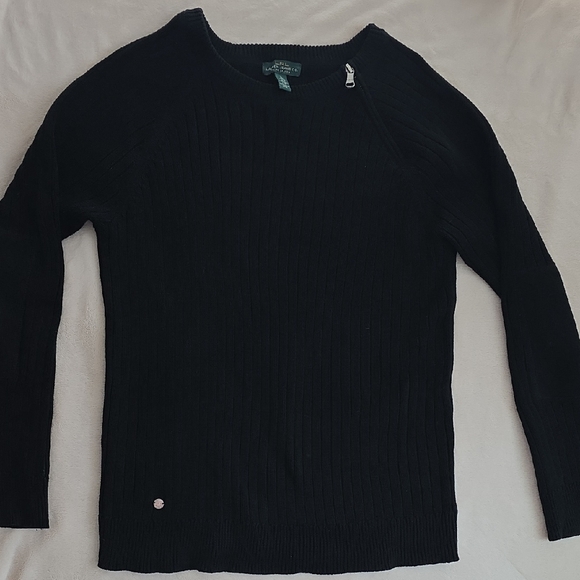 Ralph Lauren Black Ribbed Cotton Sweater - Picture 10 of 16